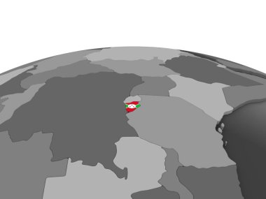 Burundi katıştırılmış bayrak ile gri siyasi dünya üzerinde. 3D çizim.