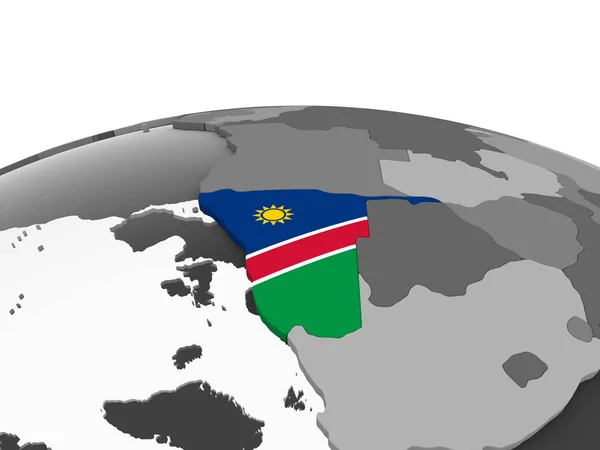 Namibië Grijze Politieke Wereldbol Met Ingesloten Vlag Illustratie — Stockfoto
