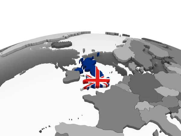 Egyesült Királyság Szürke Politikai Világ Beágyazott Zászló Illusztráció — Stock Fotó