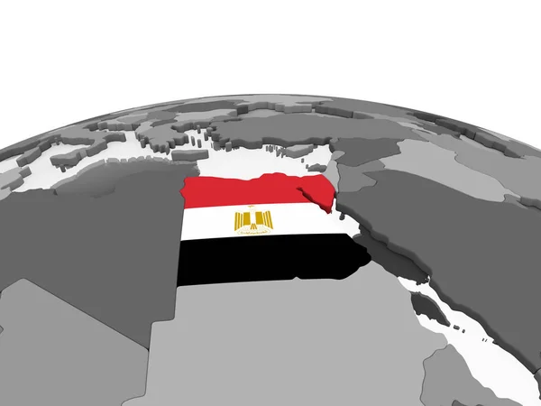 Egypte Grijze Politieke Wereldbol Met Ingesloten Vlag Illustratie — Stockfoto