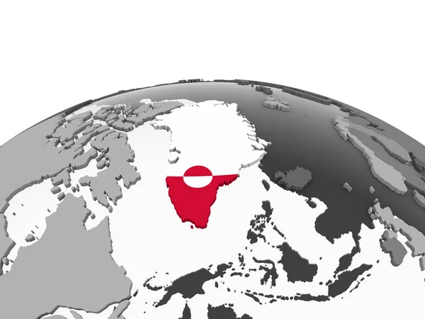 Grönland Szürke Politikai Globe Beágyazott Zászló Illusztráció — Stock Fotó