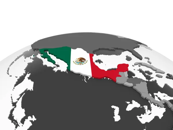 Mexiko Grå Politiska Jordglob Med Inbäddade Flagga Illustration — Stockfoto