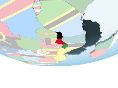 Malavi katıştırılmış bayrak ile parlak siyasi dünya üzerinde. 3D çizim.