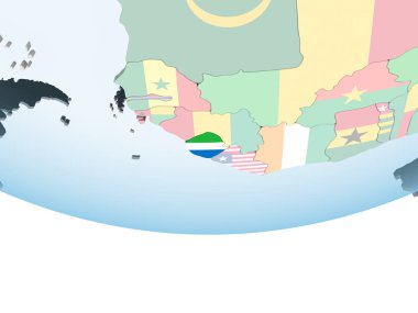 Sierra Leone katıştırılmış bayrak ile parlak siyasi dünya üzerinde. 3D çizim.
