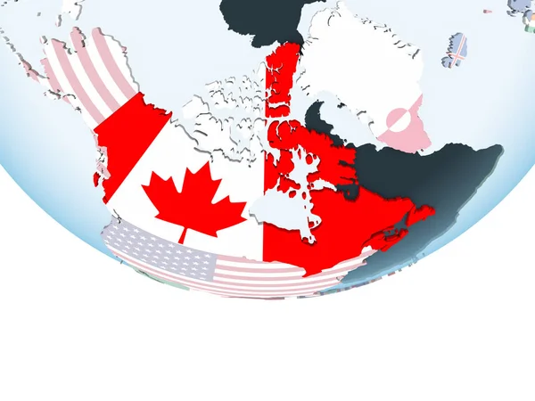 Canada Luminoso Globo Politico Con Bandiera Incorporata Illustrazione — Foto Stock