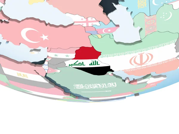 Iraq Luminoso Globo Politico Con Bandiera Incorporata Illustrazione — Foto Stock