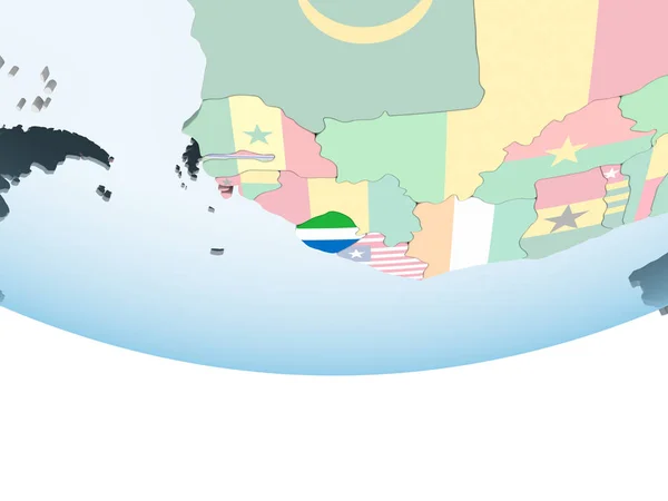 Sierra Leone Jasne Globus Polityczny Flagą Osadzonych Ilustracja — Zdjęcie stockowe
