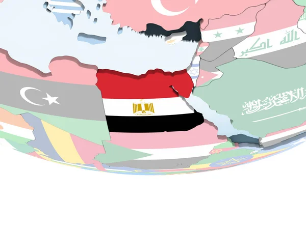 Egypte Heldere Politieke Wereldbol Met Ingesloten Vlag Illustratie — Stockfoto