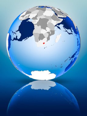 Lesotho siyasi dünya ayakta yansıtıcı yüzeyi tarih. 3D çizim.