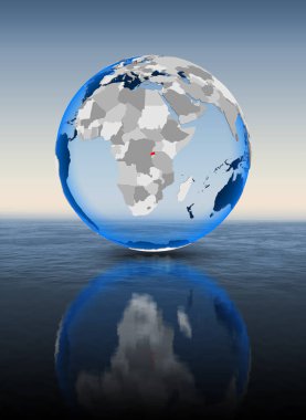 Ruanda içinde kırmızı su içerisinde yüzen dünya üzerinde. 3D çizim.