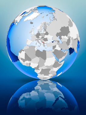 Kosova politik dünya ayakta yansıtıcı yüzeyi tarih. 3D çizim.