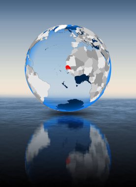 Senegal içinde kırmızı su içerisinde yüzen dünya üzerinde. 3D çizim.