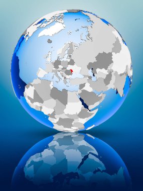 Moldova siyasi dünya ayakta yansıtıcı yüzeyi tarih. 3D çizim.