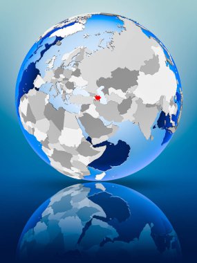 Azerbaycan siyasi dünya ayakta yansıtıcı yüzeyi tarih. 3D çizim.