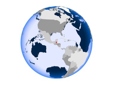 Belize kırmızı şeffaf okyanuslar ile siyasi dünya üzerinde vurgulanır. 3d illüstrasyon izole beyaz arka plan üzerinde.