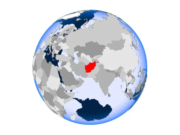 Afghanistan Evidenziato Rosso Sul Globo Politico Con Oceani Trasparenti Illustrazione — Foto Stock