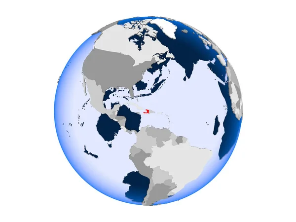 Гаїті Виділено Червоним Кольором Політичні Глобусом Допомогою Прозорих Океанів Ілюстрація — стокове фото