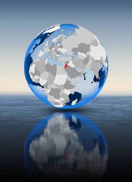 Jordanien Rot Auf Einem Globus Der Wasser Schwimmt Illustration — Stockfoto