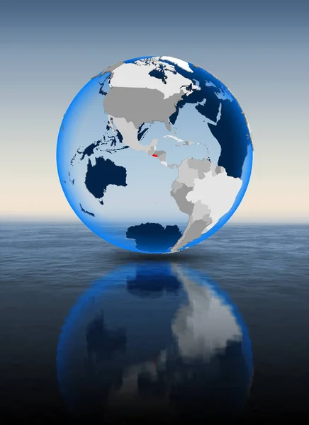 萨尔瓦多在全球漂浮在水中的红色 — 图库照片