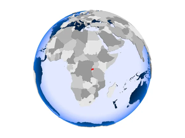 Ruanda Destacó Rojo Globo Político Con Océanos Transparentes Ilustración Aislada —  Fotos de Stock