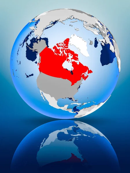 Canadá Globo Político Que Está Superfície Reflexiva Ilustração — Fotografia de Stock