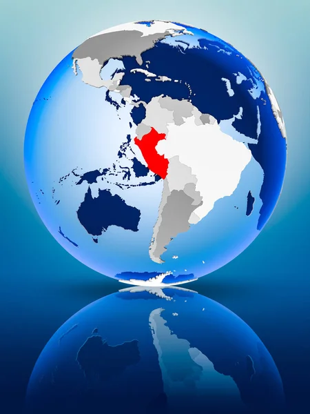 Peru Politikai Globe Állandó Fényvisszaverő Felületet Illusztráció — Stock Fotó