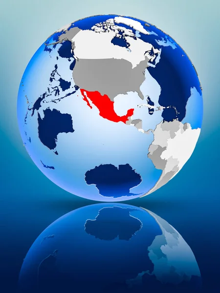Mexico Political Globe Standing Reflective Surface Illustration — Stock Photo, Image