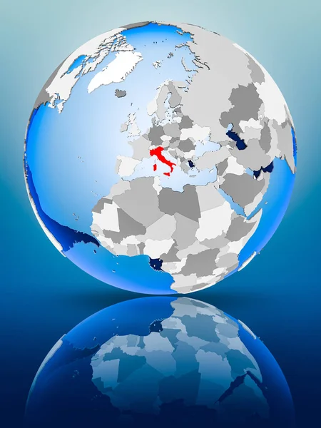 Italy Political Globe Standing Reflective Surface Illustration — Stock Photo, Image