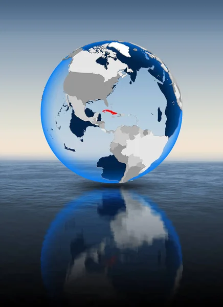 Kuba Rot Auf Einem Globus Der Wasser Schwimmt Illustration — Stockfoto