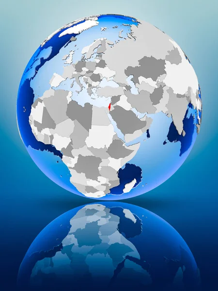 Israel Political Globe Standing Reflective Surface Illustration — Stock Photo, Image