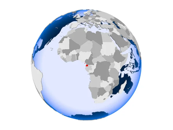 Gwinea Równikowa Zaznaczone Czerwono Globus Polityczny Przezroczystym Oceanów Ilustracja Białym — Zdjęcie stockowe