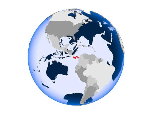 Panama Evidenziato Rosso Sul Globo Politico Con Oceani Trasparenti Illustrazione — Foto Stock