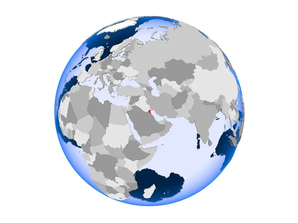 Koeweit Gemarkeerd Het Rood Politieke Wereldbol Met Transparante Oceanen Illustratie — Stockfoto