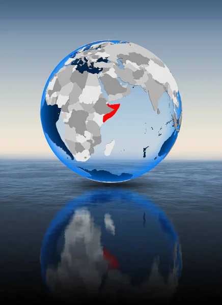Сомали Красном Земном Шаре Плавающем Воде Иллюстрация — стоковое фото