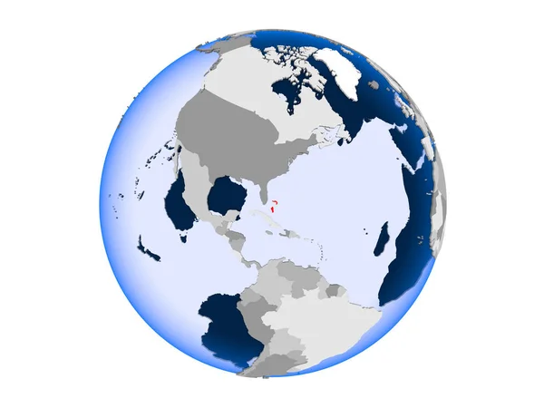 Багамские Острова Выделены Красным Цветом Политическом Глобусе Прозрачными Океанами Иллюстрация — стоковое фото
