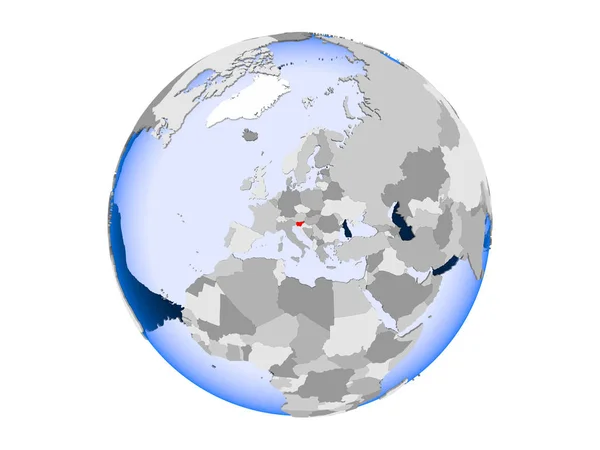 Словенія Виділено Червоним Кольором Політичні Глобусом Допомогою Прозорих Океанів Ілюстрація — стокове фото