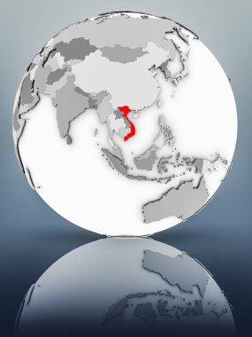 Vietnam basit gri küre parlak yüzeyi tarih. 3D çizim.