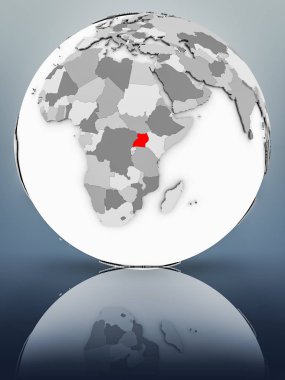 Uganda basit gri küre parlak yüzeyi tarih. 3D çizim.