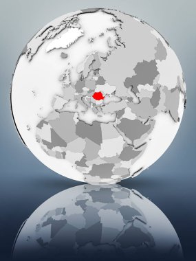 Romanya basit gri küre parlak yüzeyi tarih. 3D çizim.