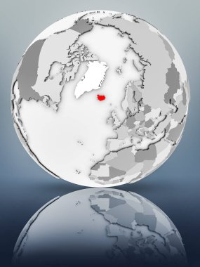 İzlanda basit gri küre parlak yüzeyi tarih. 3D çizim.