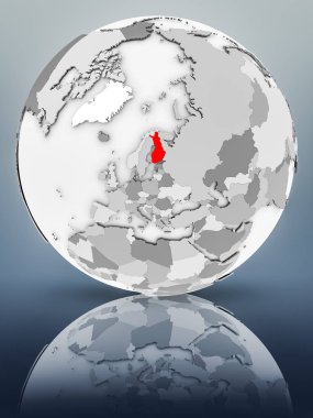 Finlandiya basit gri küre parlak yüzeyi tarih. 3D çizim.