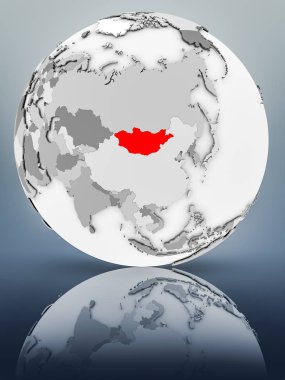 Moğolistan basit gri küre parlak yüzeyi tarih. 3D çizim.