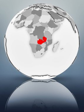Zambiya basit gri küre parlak yüzeyi tarih. 3D çizim.