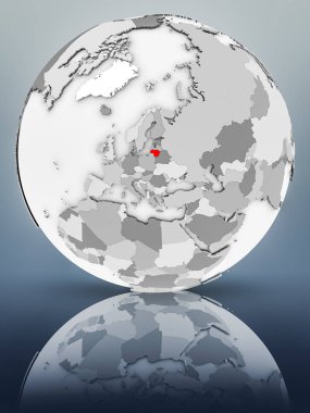 Litvanya basit gri küre parlak yüzeyi tarih. 3D çizim.