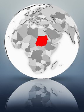 Sudan basit gri küre parlak yüzeyi tarih. 3D çizim.