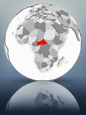 Orta Afrika basit gri küre parlak yüzeyi tarih. 3D çizim.