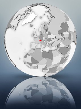 İsviçre basit gri küre parlak yüzeyi tarih. 3D çizim.