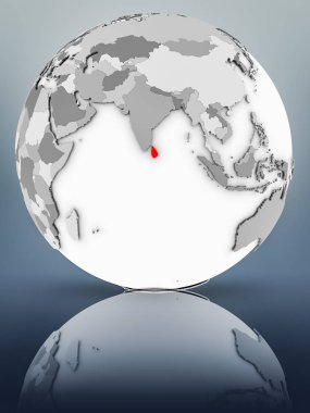 Sri Lanka basit gri küre parlak yüzeyi tarih. 3D çizim.