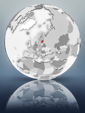 Estonya basit gri küre parlak yüzeyi tarih. 3D çizim.