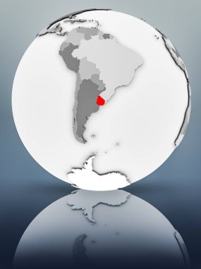 Uruguay basit gri küre parlak yüzeyi tarih. 3D çizim.